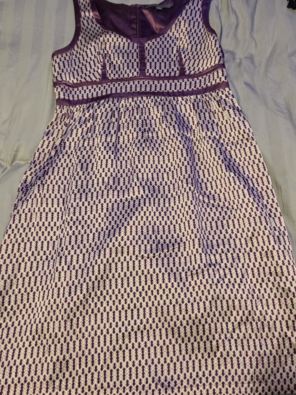 Proenza Schouler Purple and White Sleeveless Patterned Shift Dress